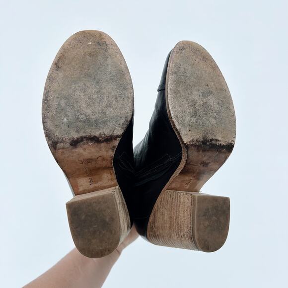 Coclico Celie Black Leather Ankle Boot Block Chunky Wooden 6.5 Heel 36.5 - Picture 6 of 10